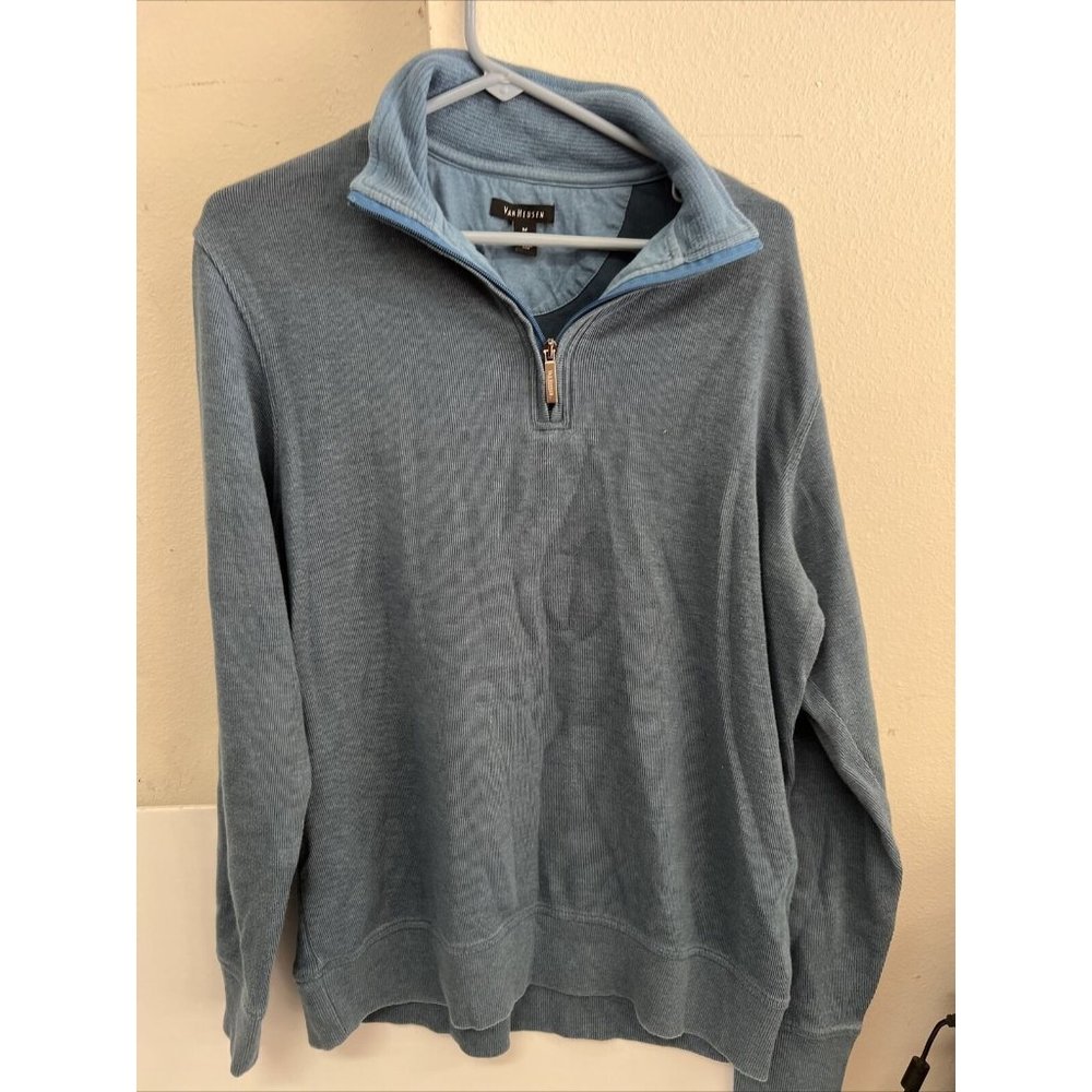 Van Heusen Mens Long Sleeve Quarter-Zip Pullover Shirt Size M Blue